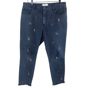 Abercrombie & Fitch Black Jeans with Pink Floral Embroidery